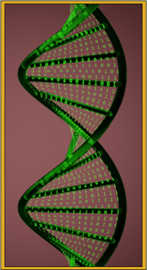 Genomic instability is discussed here with an illustration of a DNA double helix and strands of amino acids between the spiral wires of the helix.