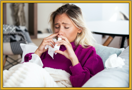 Flu season has fallen upon this woman and she is miserable. Beat flu season with vaccines and probiotics.